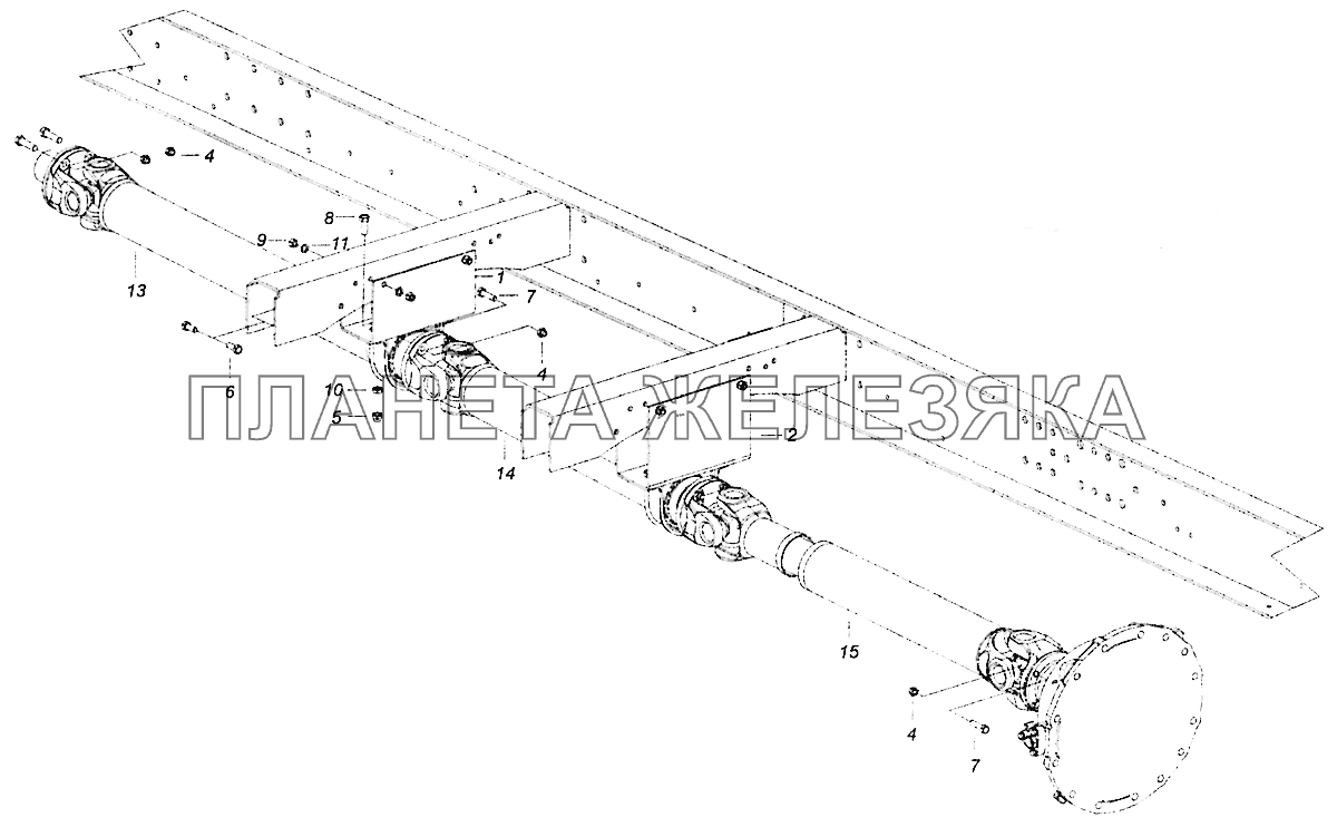 5308-2200001-32 Установка карданных валов КамАЗ-5308 (Евро 4)
