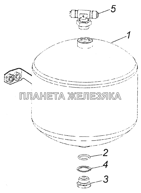 5308-3513005 Ресивер малый в сборе с фитингами КамАЗ-5308 (Евро 4)