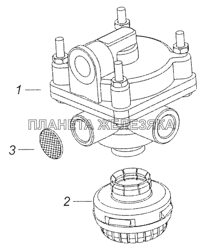 2233-3518010-20 Ускорительный клапан с глушителем КамАЗ-5308 (Евро 4)