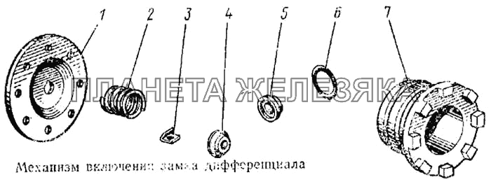 Механизм включения замка дифференциала КамАЗ-5315