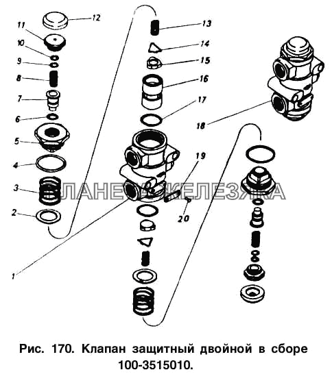 Клапан защитный двойной в сборе КамАЗ-5410