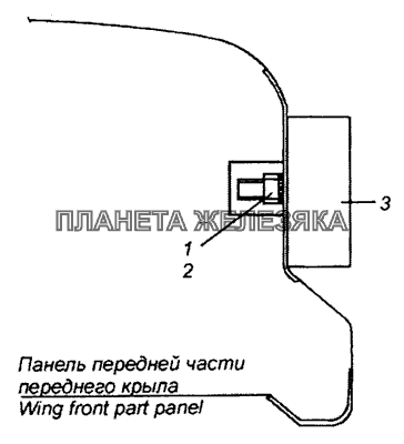 54115-3731001 Установка боковых габаритных фонарей на переднем крыле КамАЗ-53229 (Евро 2)