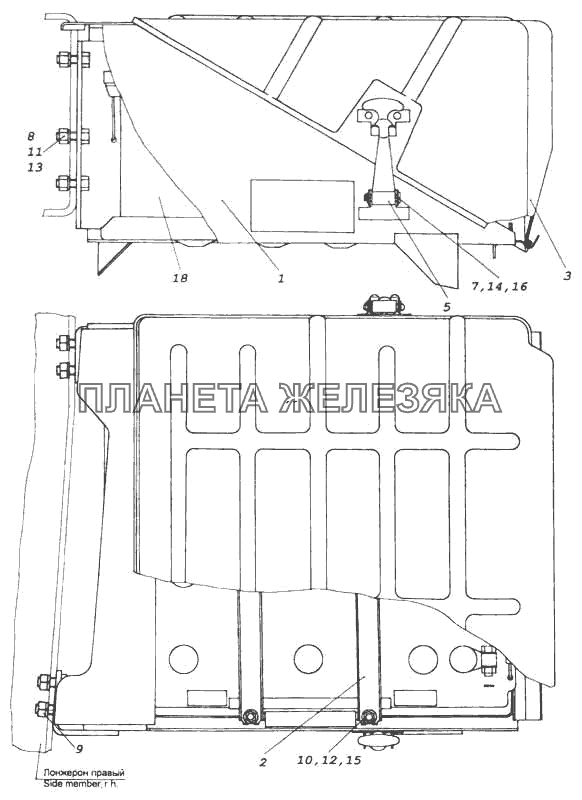 Установка аккумуляторных батарей КамАЗ-5360