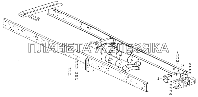 53605-3513005-04 Установка ресиверов КамАЗ-53605 (Евро-4)