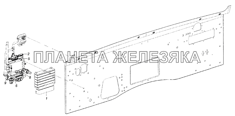 43253-4000220-10 АБС. Расположение на кабине КамАЗ-53605 (Евро-4)