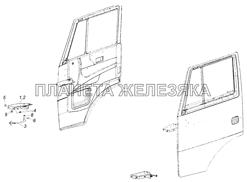 65115-6108005 Установка косынок передка и ограничителя открывания двери КамАЗ-53605 (Евро-4)