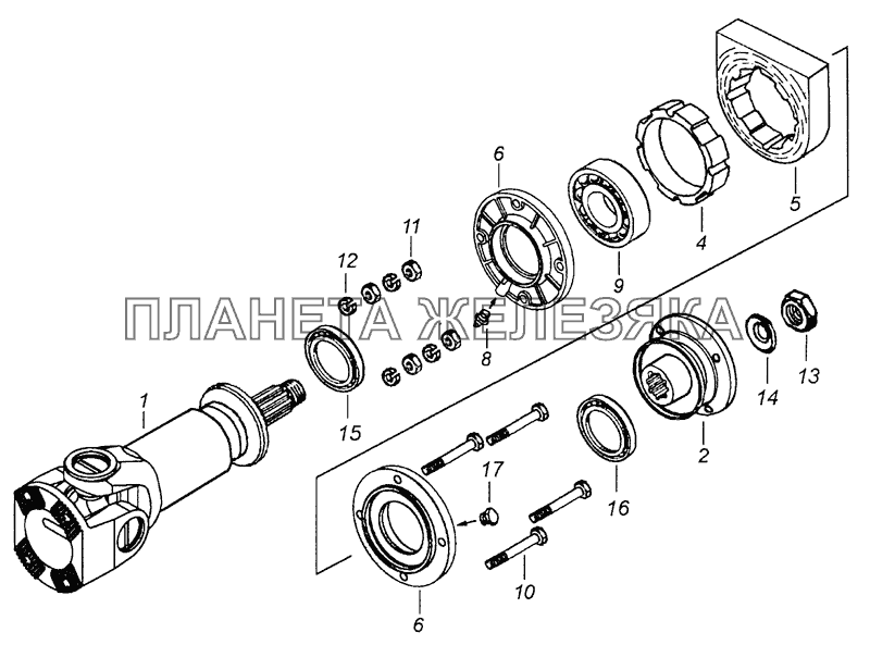 53605-2202011-30 Вал карданный промежуточный с опорой КамАЗ-53605 (Евро-4)