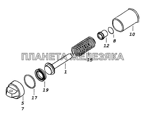Цилиндр пневматический ф35х65 КамАЗ-5460 (каталог 2005 г.)