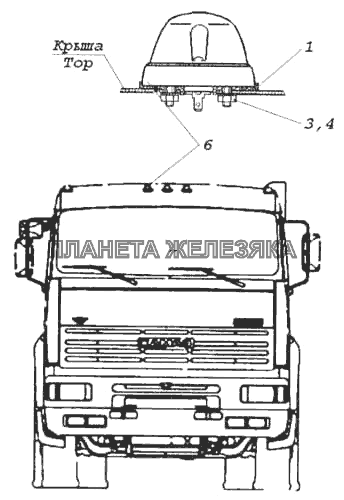 Установка фонарей автопоезда КамАЗ-5460 (каталог 2005 г.)