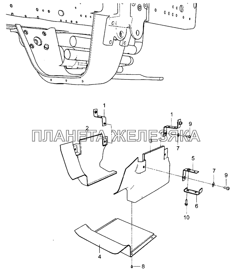 5490-1580004-10 Установка шумоизоляционного экрана нижнего коробки передач КамАЗ-5490