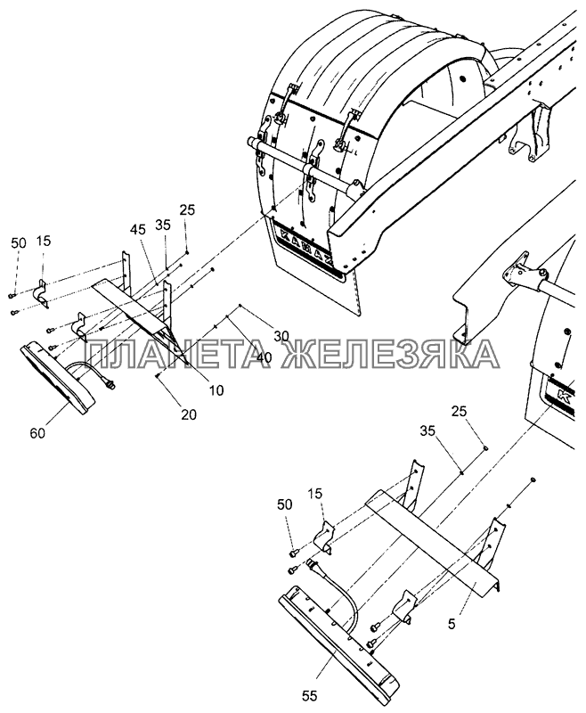 5490-3716002-80 Установка задних фонарей КамАЗ-5490