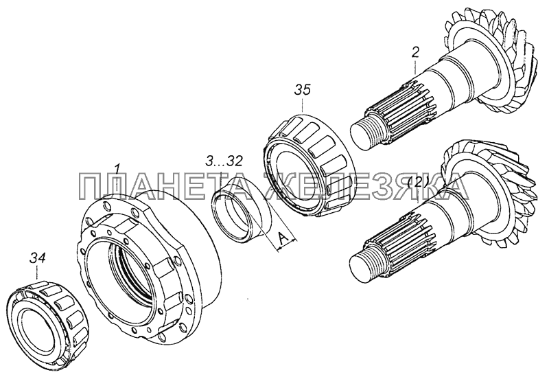 6520-2402021-10 Шестерня ведущая коническая - Conical driving gear КамАЗ-6460 (Евро 4)
