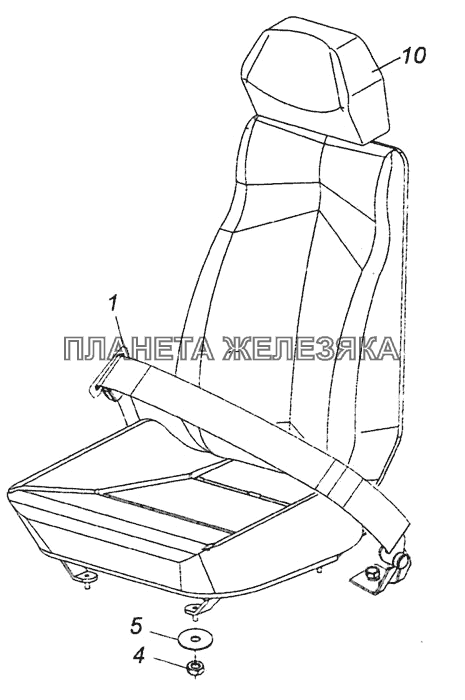 5460-5000123 Установка среднего сиденья КамАЗ-6460 (Евро 4)