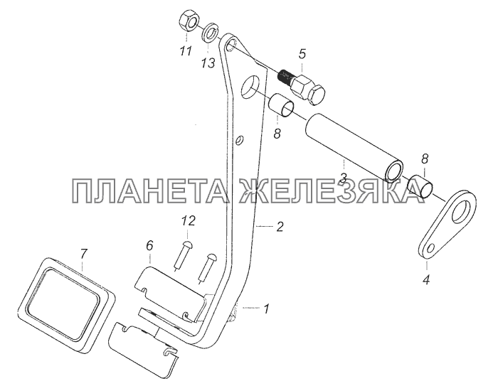 6460-1602010 Педаль сцепления КамАЗ-65111 (Евро 4)
