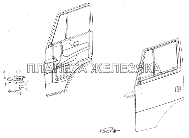 65115-6108005 Установка косынок передка и ограничителя открывания двери КамАЗ-65111 (Евро 4)