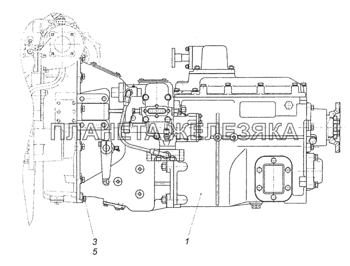 154.1700005-10 Установка коробки передач КамАЗ-65115, 65116 (Евро-4)