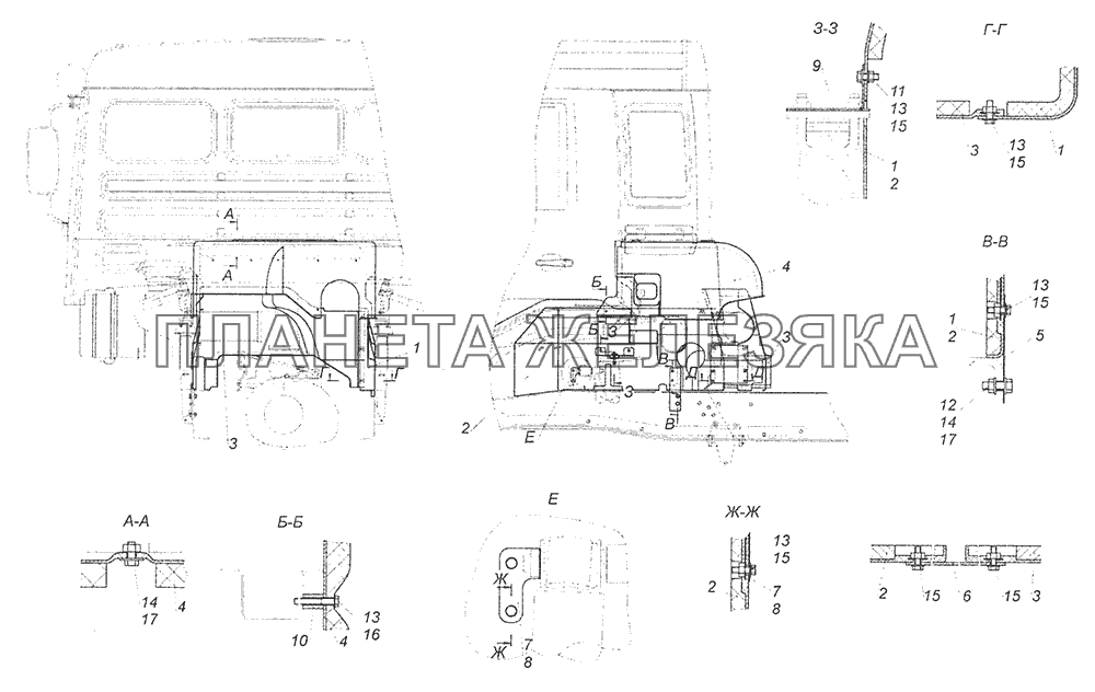 54115-5614200-10 Установка шумоизоляционного экрана двигателя КамАЗ-65115, 65116 (Евро-4)