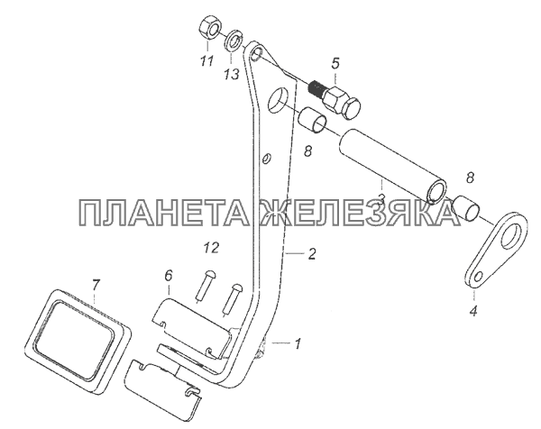 6460-1602010 Педаль сцепления КамАЗ-65115, 65116 (Евро-4)