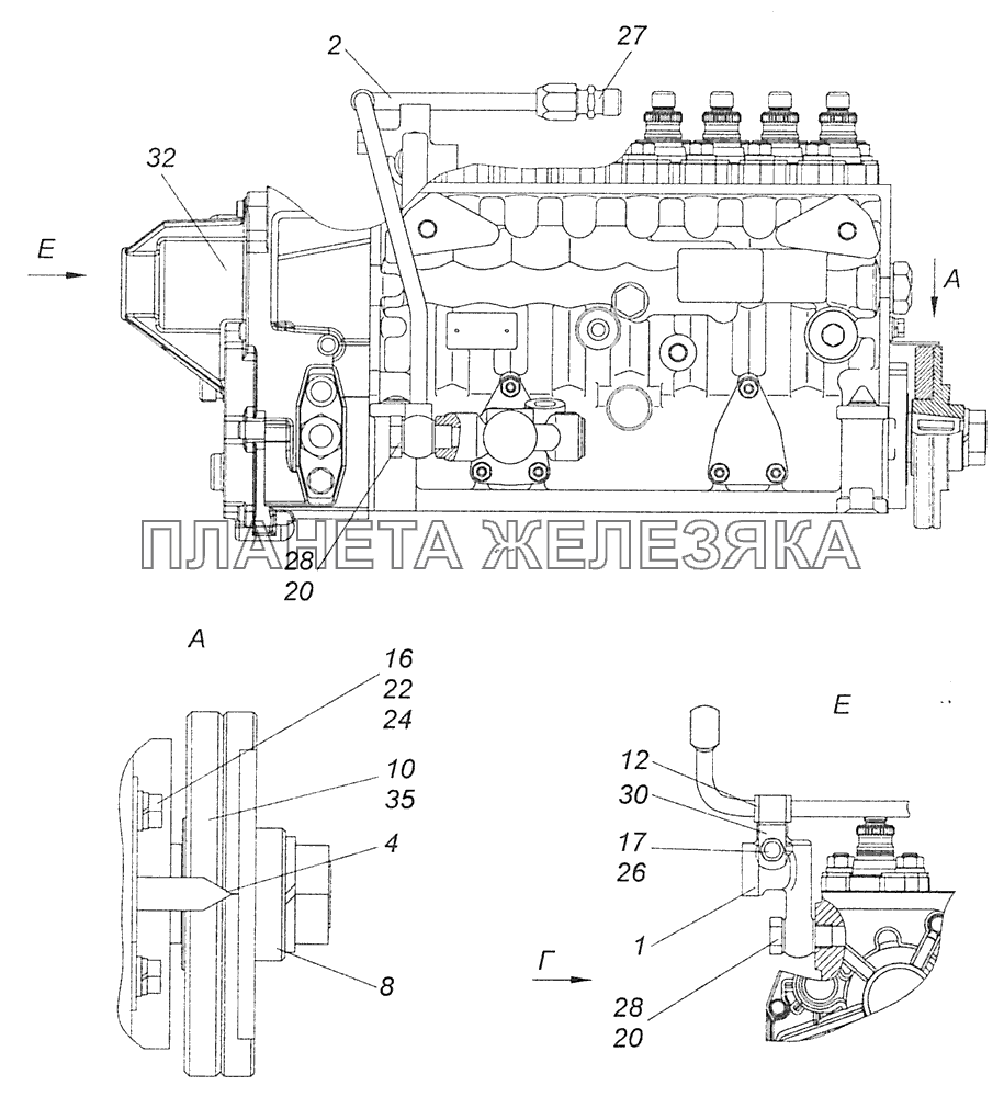 740.63-1111005-90 ТНВД с фланцем и полумуфтой ведомой КамАЗ-65115 (Евро-3)