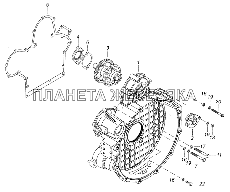 740.63-1002004-10 Установка картера маховика КамАЗ-65115 (Евро-3)