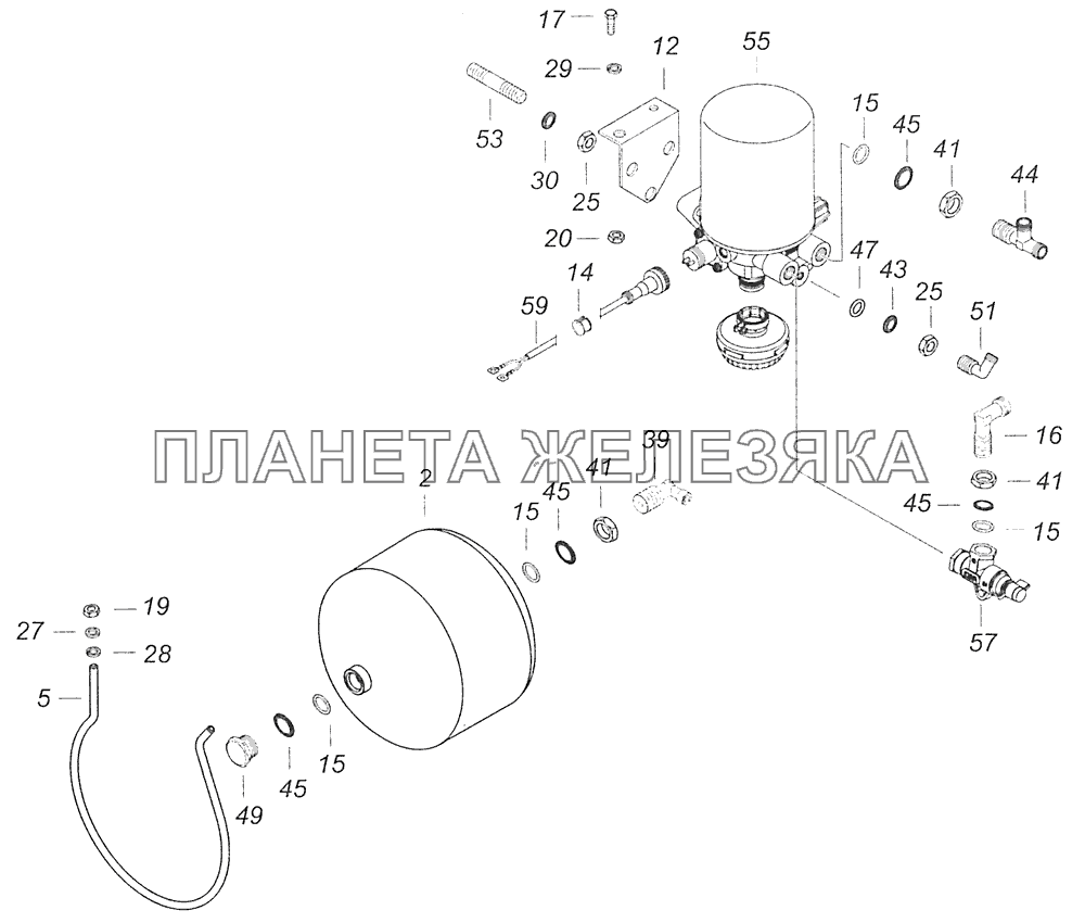 43114-3500011-17 Установка осушителя КамАЗ-65115 (Евро-3)