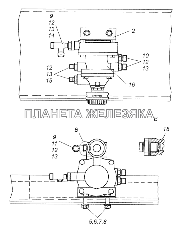 5410-3500022-10 Установка клапана управления тормозами прицепа КамАЗ-65115 (Евро-3)