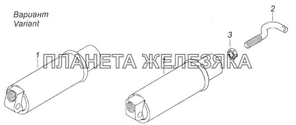 53205-3570205 Пневмоцилиндр вспомогательного тормоза - Auxiliary brake air cylinder КамАЗ-65115 (Евро-3)
