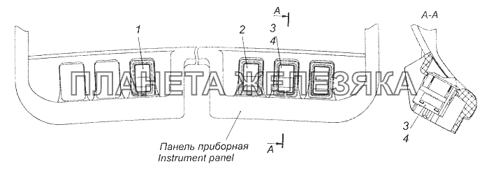 6520-4011033 Установка переключателей на панели приборной КамАЗ-65115 (Евро-3)