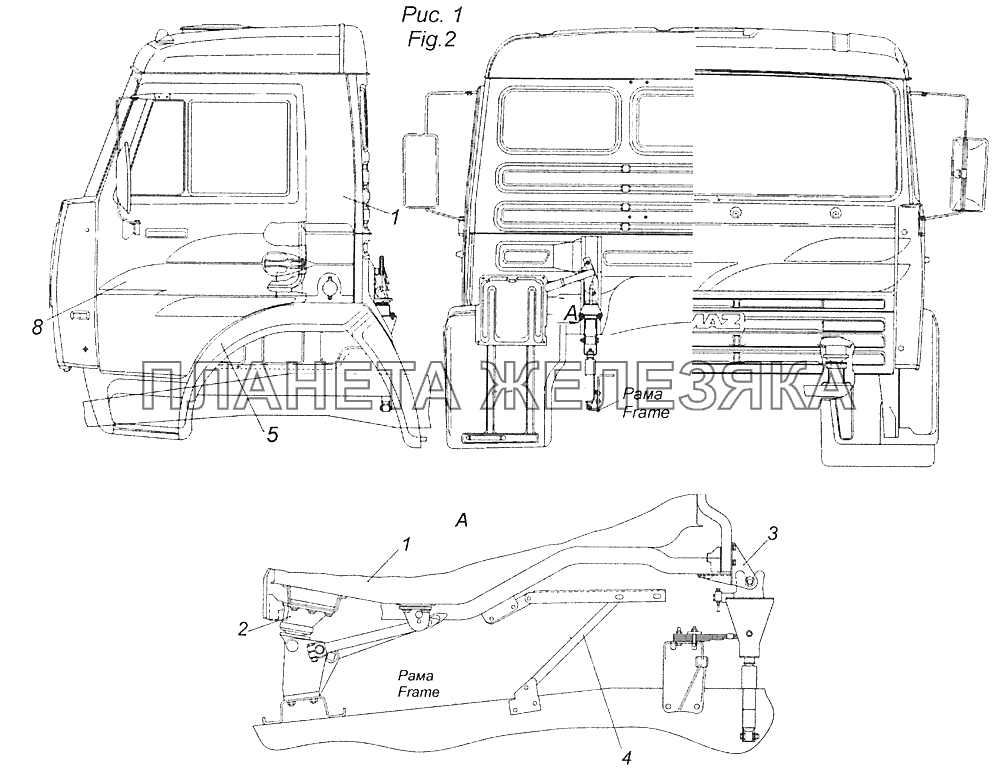 43255-5000006-40 Установка кабины с оперением КамАЗ-65115 (Евро-3)