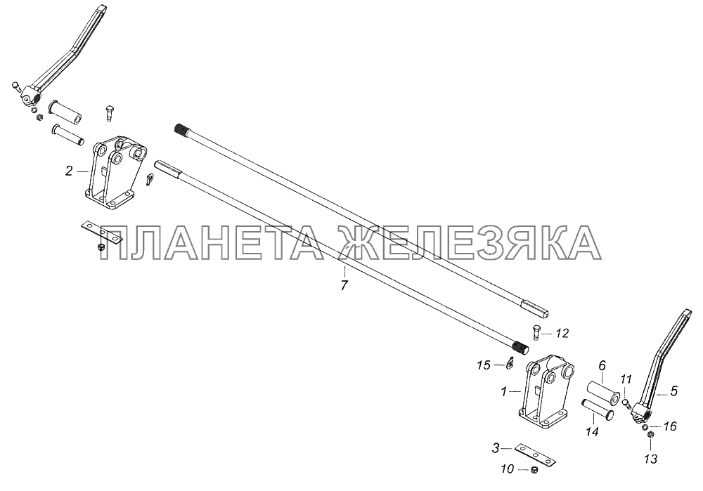 65115-5000003 Переднее крепление и механизм уравновешивания кабины КамАЗ-65115 (Евро-3)