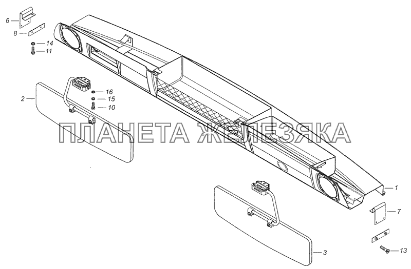 53205-8213005 Установка надоконной полки и противосолнечных козырьков КамАЗ-65115 (Евро-3)