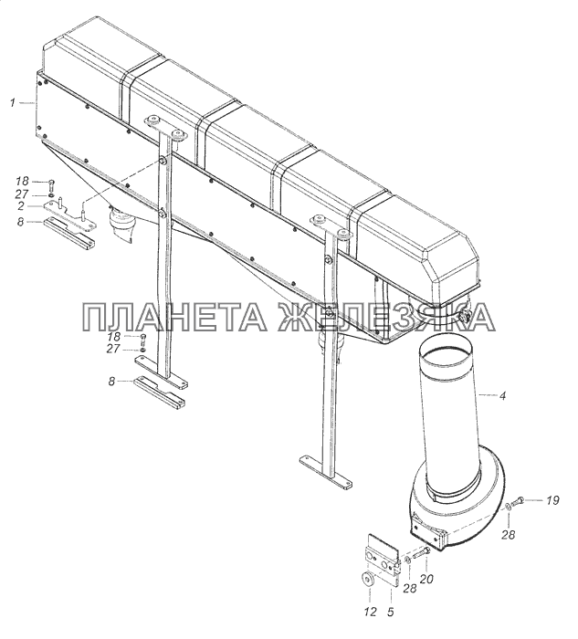 6520-1109003-30 Установка воздухоочистителя мультициклонного КамАЗ-65115 (Евро-3)