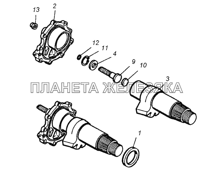Вал сошки с крышкой КамАЗ-65116