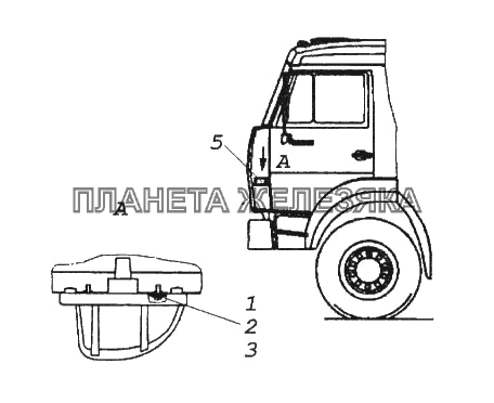 Установка бокового повторителя указателей поворота КамАЗ-65116