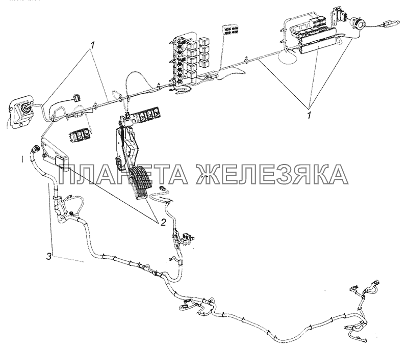 6520-4000010-25 Система управления двигателем. Расположение на автомобиле. КамАЗ-6520 (Euro-4)