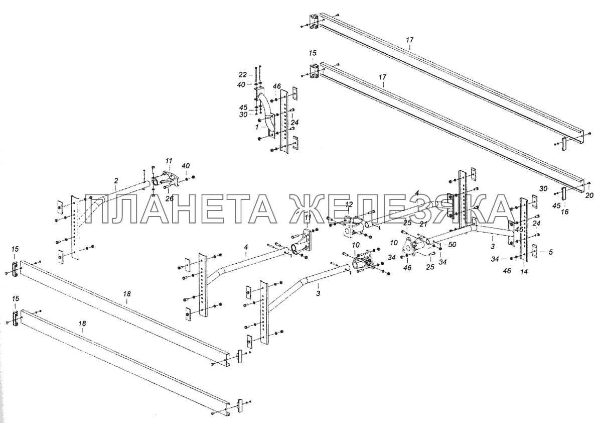 6520-8410003-71 Установка боковой защиты КамАЗ-6520 (Euro-4)