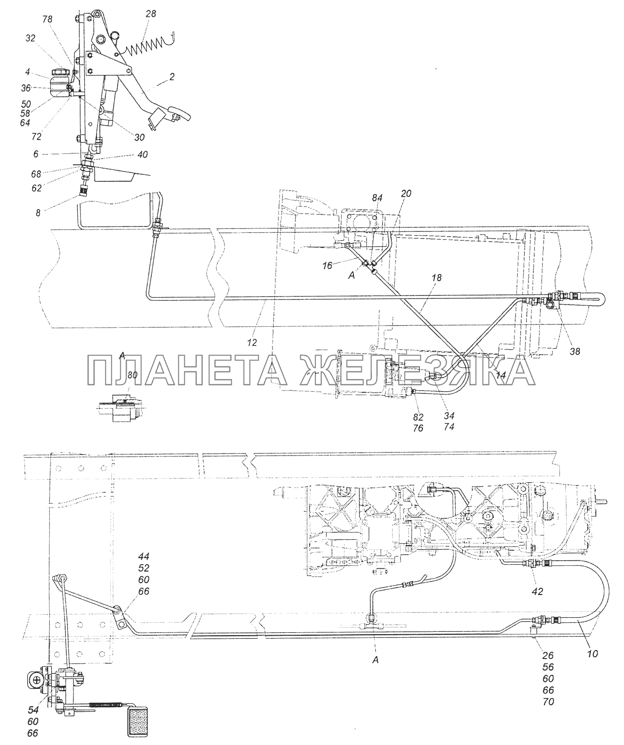 5460-1600006-19 Установка педали и привода выключения сцепления КамАЗ-6520 (Euro-4)