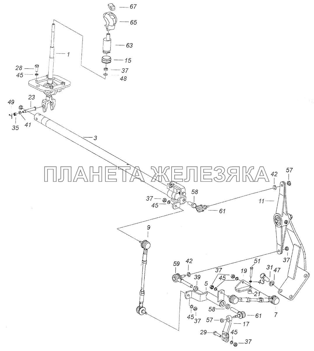 6520-1703005-60 Привод управления механизмом переключения передач КамАЗ-6520 (Euro-4)