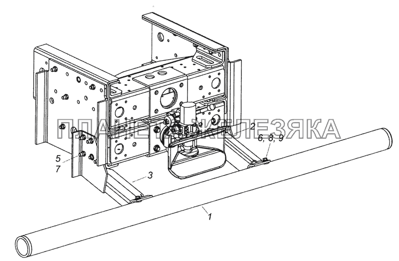 6520-2804003-06 Установка заднего буфера КамАЗ-6520 (Euro-4)