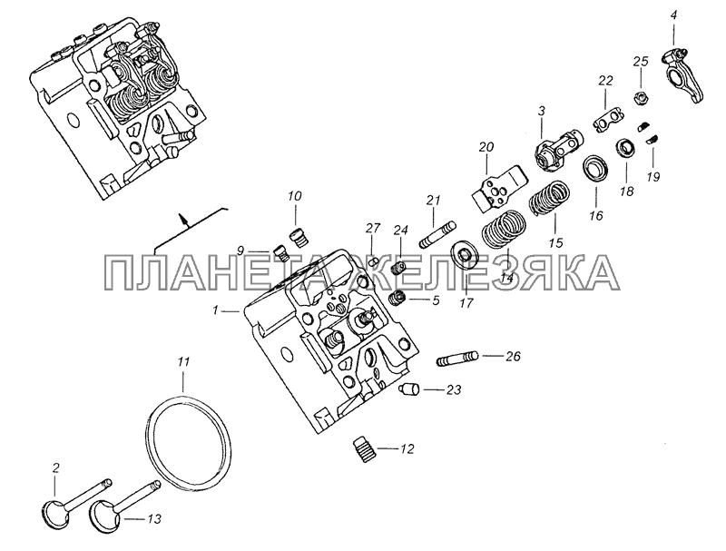 740.90-1003010 Головка цилиндра с клапанами и стойкой коромысел КамАЗ-6520 (Euro-4)