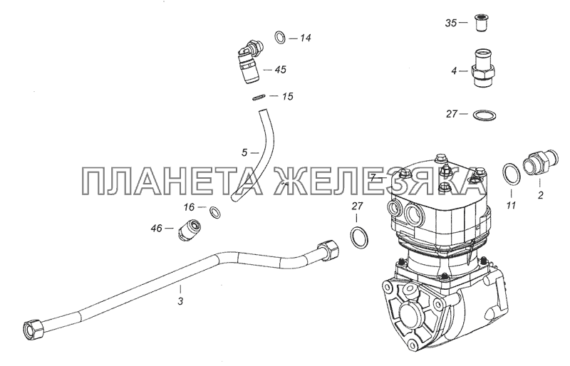 740.30-3509004-01 Установка компрессора КамАЗ-6520 (Euro-4)