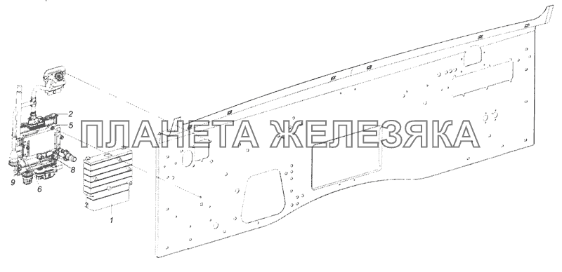 43253-4000220-10 АБС. Расположение на кабине КамАЗ-6520 (Euro-4)