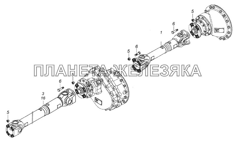 6520-2200001-30 Установка карданных валов КамАЗ-6520 (Euro-4)