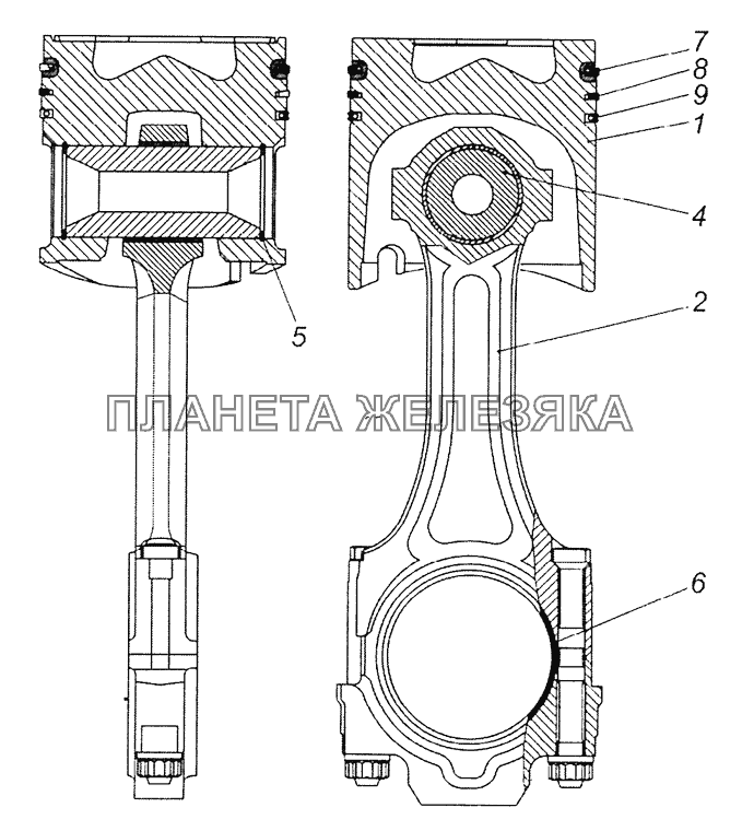 740.60-1004010-40 Поршень с шатуном и кольцами КамАЗ-65201 Евро 2-3