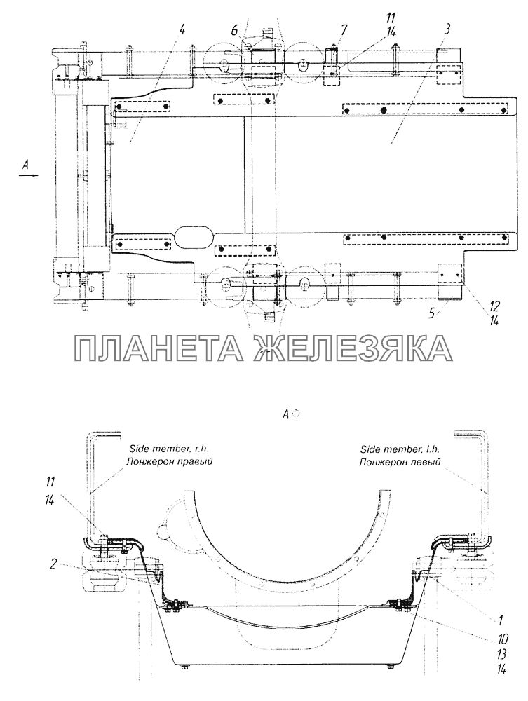 6520-1080010-20 Капотирование нижнее моторного отсека КамАЗ-65201 Евро 2-3