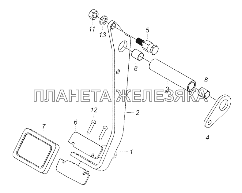6460-1602010 Педаль сцепления КамАЗ-65201 Евро 2-3