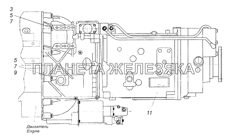 65201-1700005-40 Установка коробки передач КамАЗ-65201 Евро 2-3