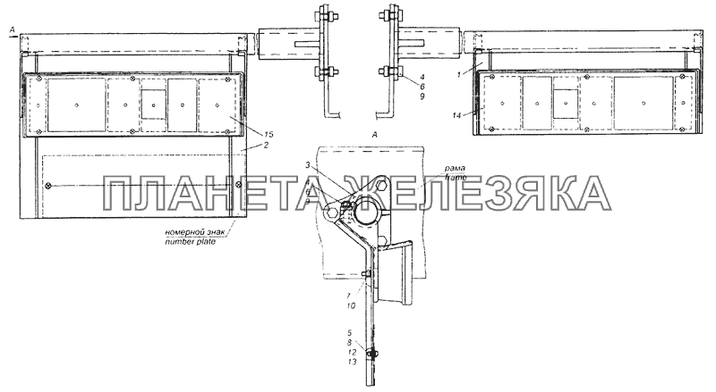 5513-3716002-85 Установка задних фонарей КамАЗ-65201 Евро 2-3