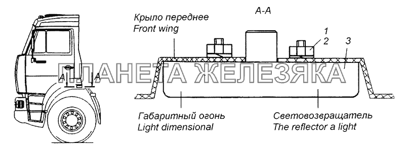 6460-3731001-06 Установка боковых габаритных фонарей КамАЗ-65201 Евро 2-3