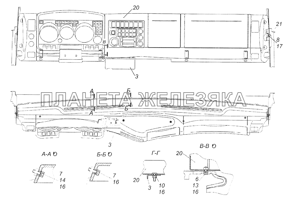 4308-5300023 Установка панели приборов КамАЗ-65201 Евро 2-3